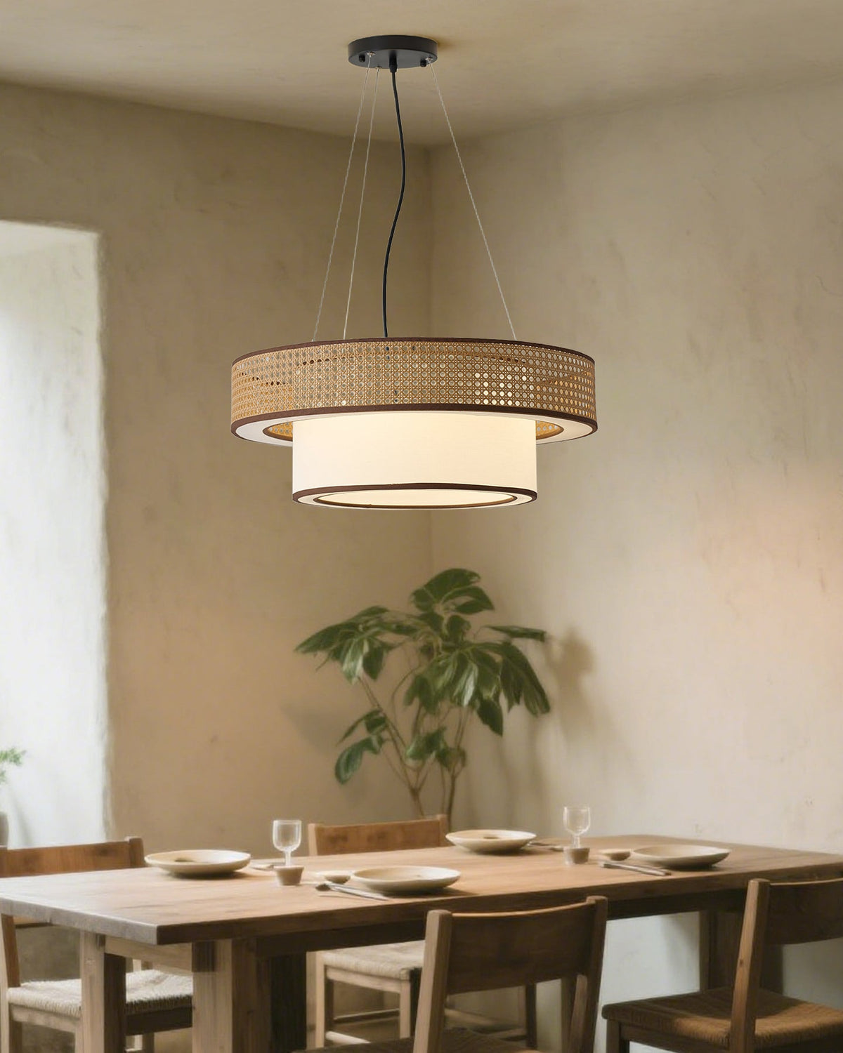 Wicker Metal Chandelier — product view 3
