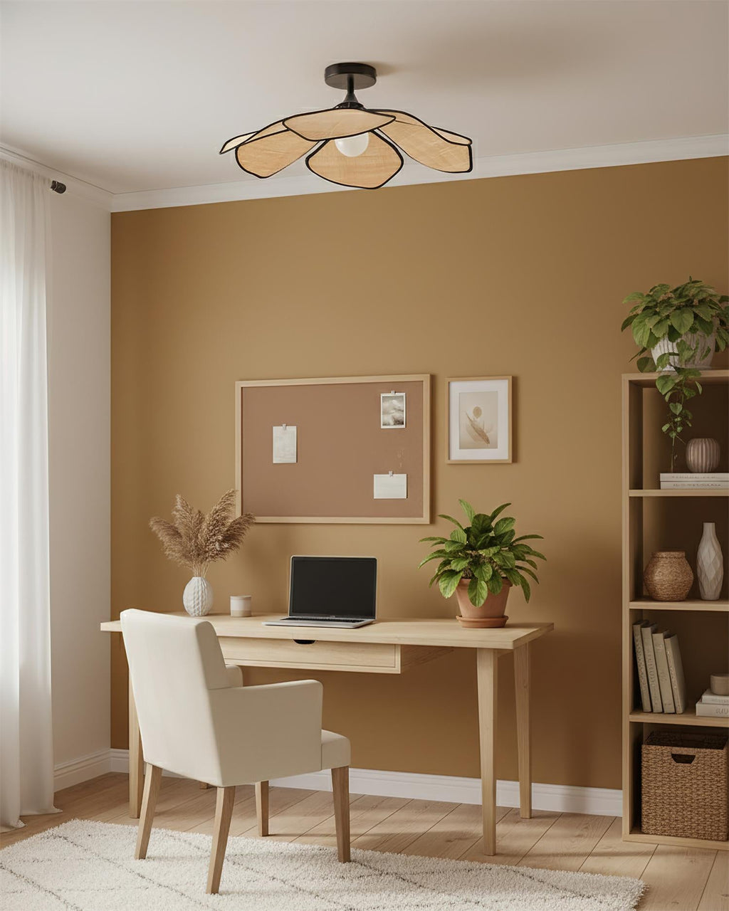 Raffia Petal Metal Ceiling Lamp — product view 9