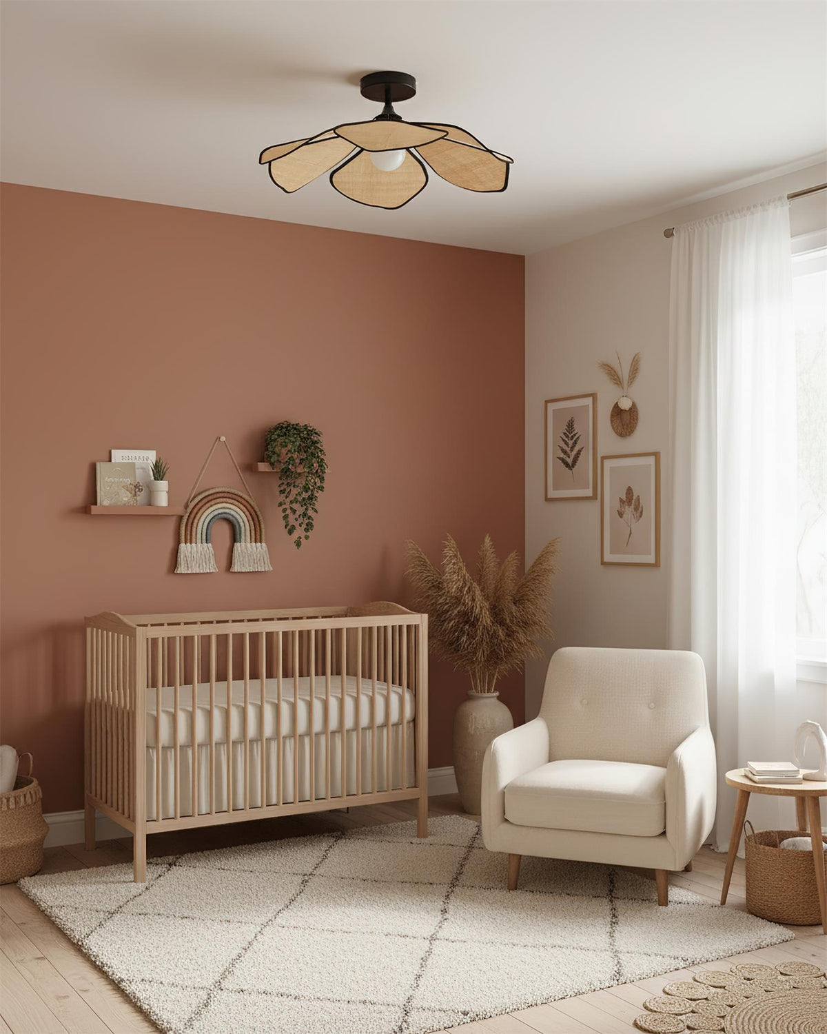 Raffia Petal Metal Ceiling Lamp — product view 12