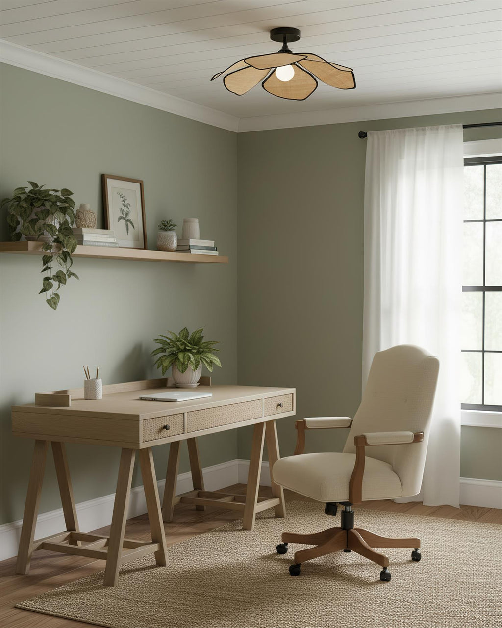Raffia Petal Metal Ceiling Lamp — product view 14