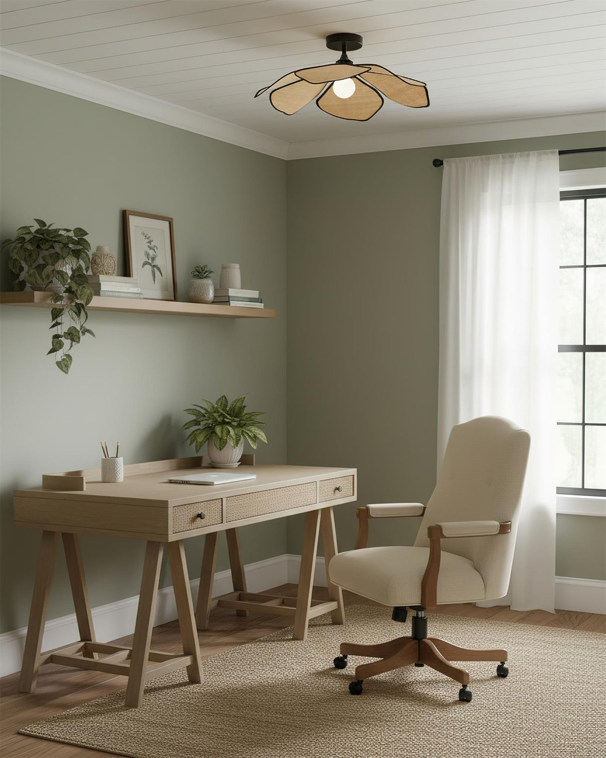 Raffia Petal Metal Ceiling Lamp — product view 14