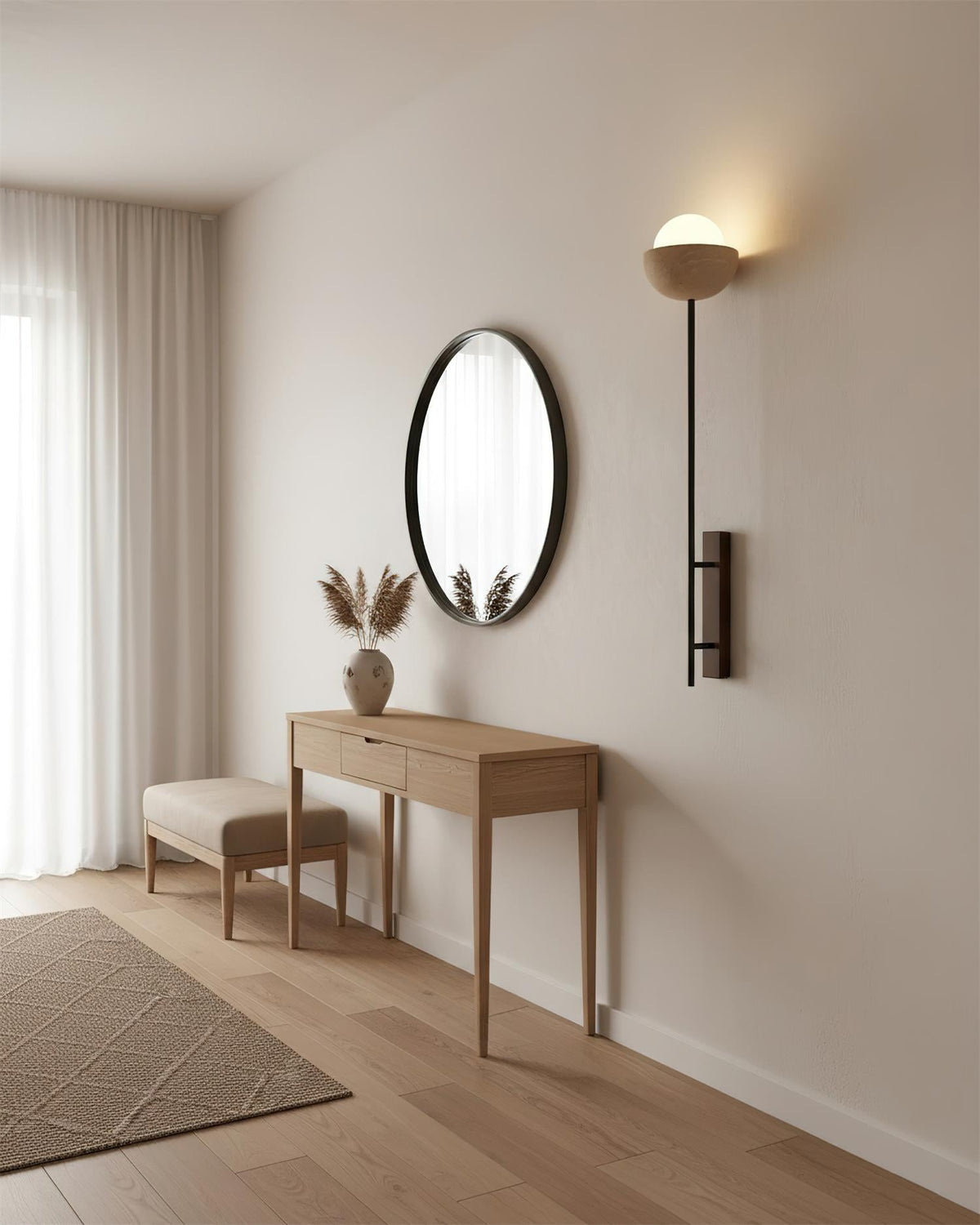 Globe Stem Travertine Wall Lamp — product view 7