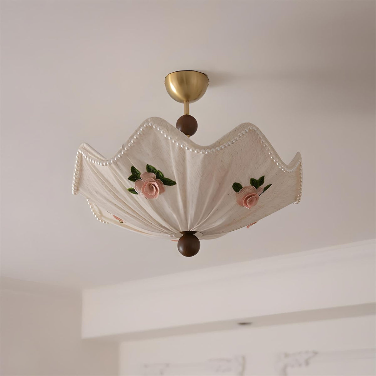 RoseLace Wood Ceiling Lamp — product view 2