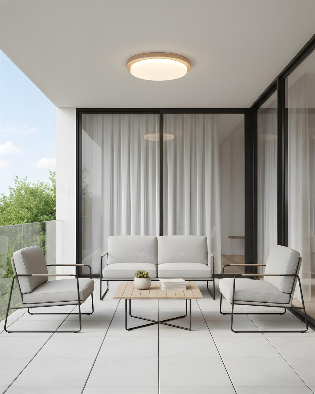 Lumara Travertine Ceiling Lamp — product view 3