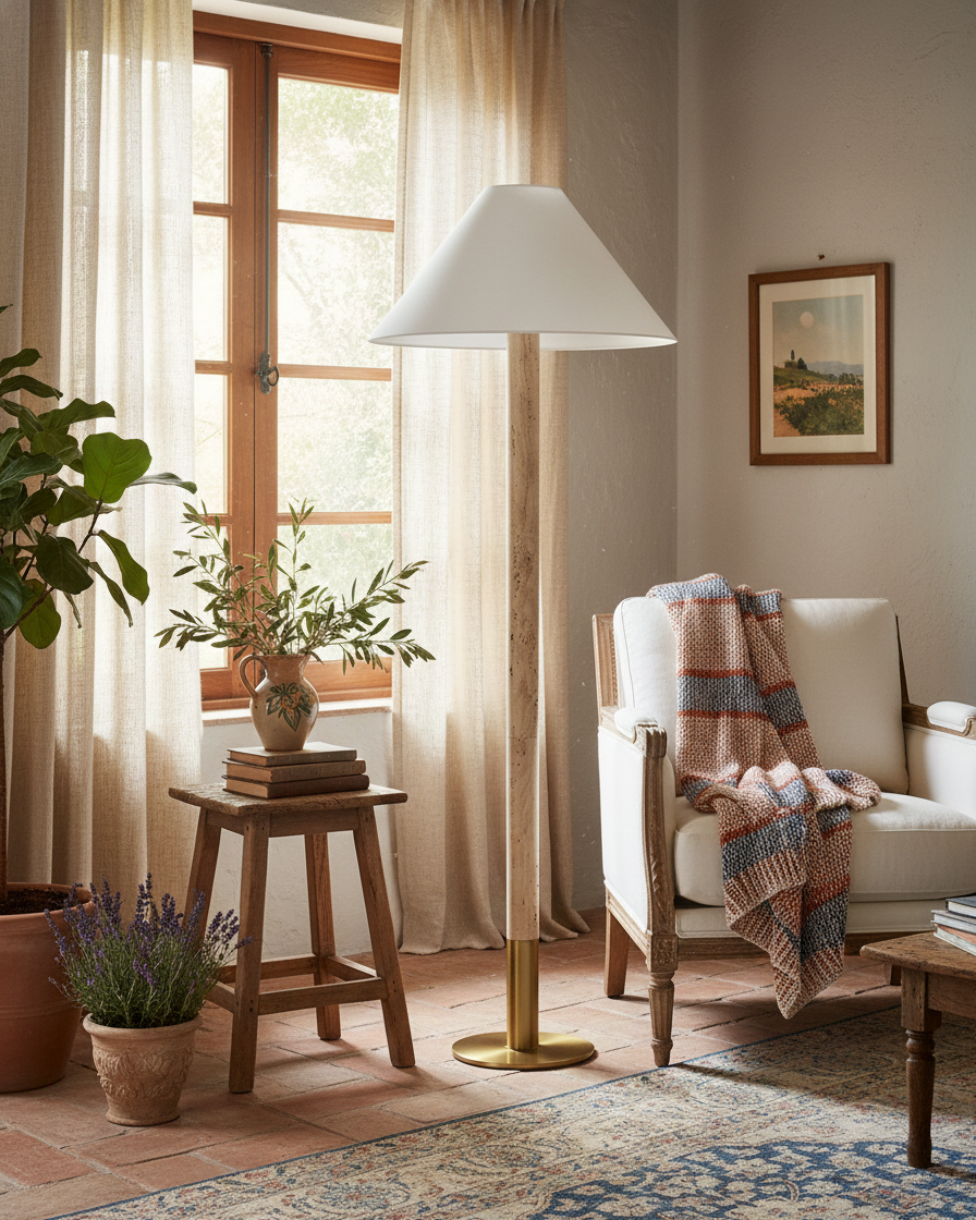 Serivon Travertine Floor Lamp — product view 2