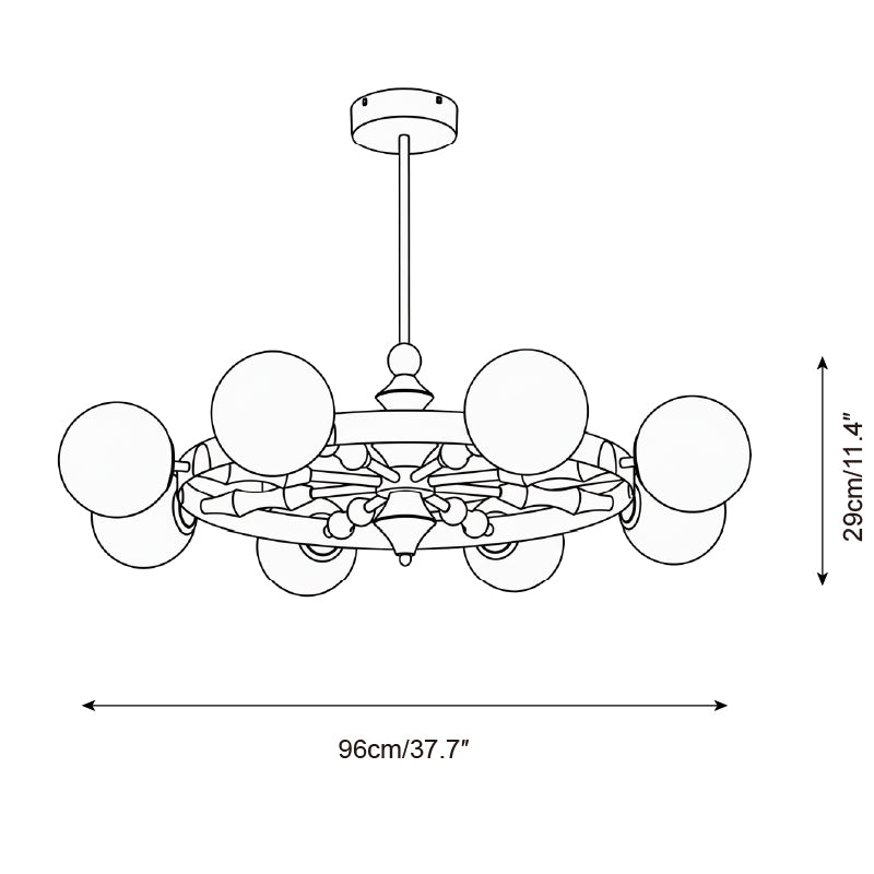 Pink Globe Glass Chandelier — product view 6