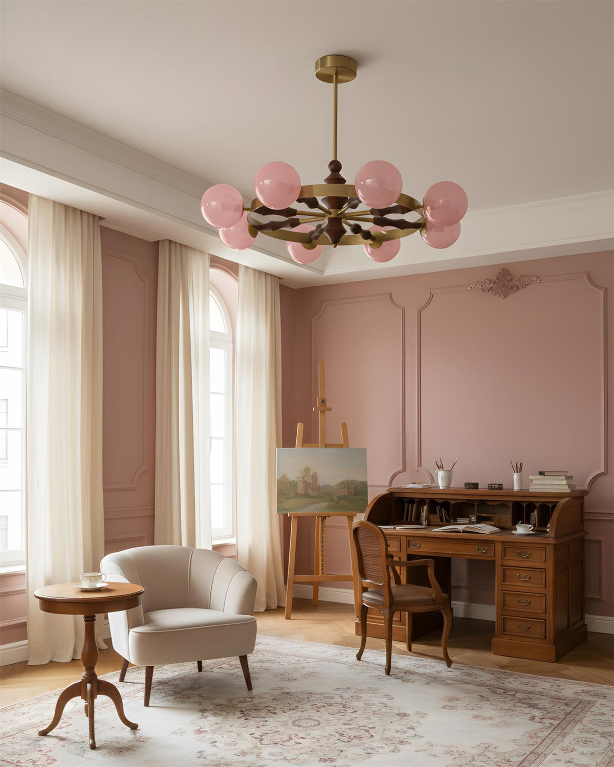 Pink Globe Glass Chandelier — product view 16