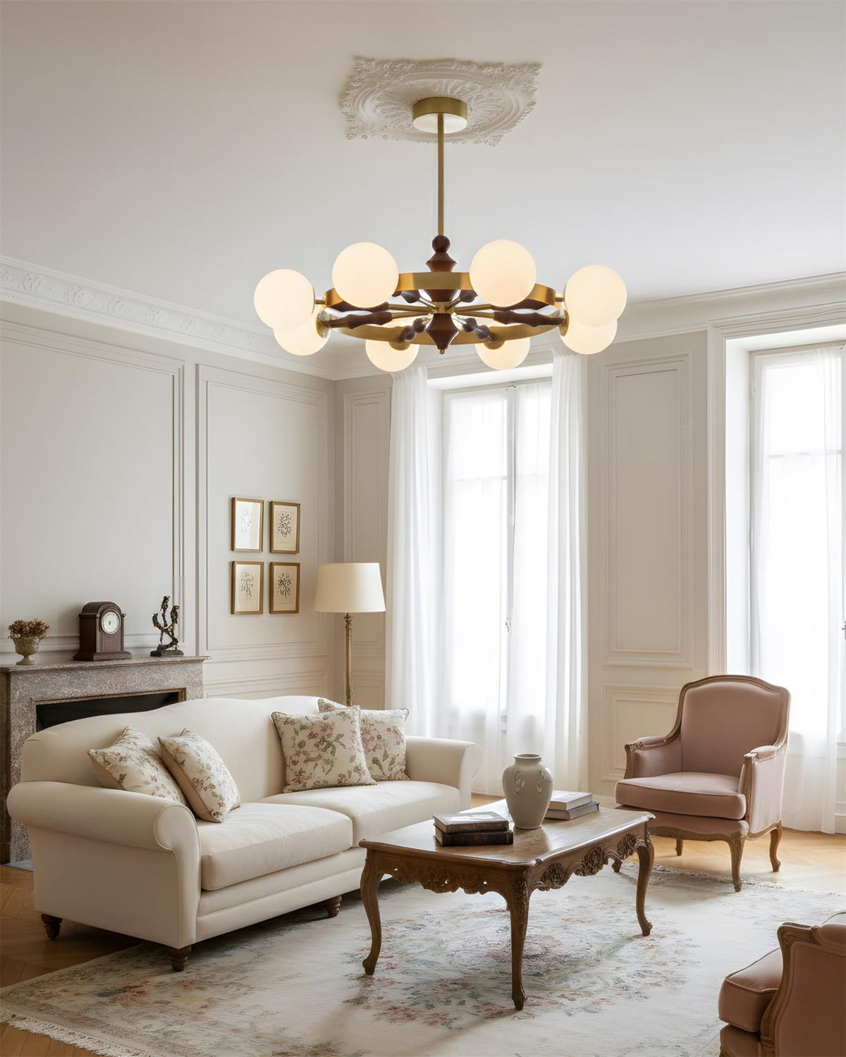 Pink Globe Glass Chandelier — product view 18