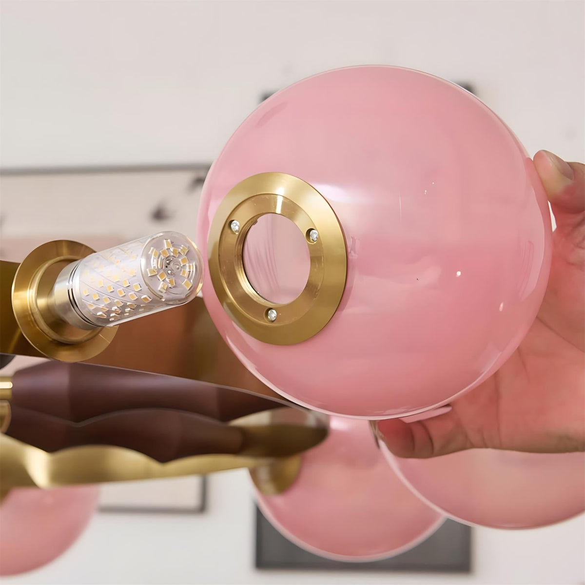 Pink Globe Glass Chandelier — product view 25