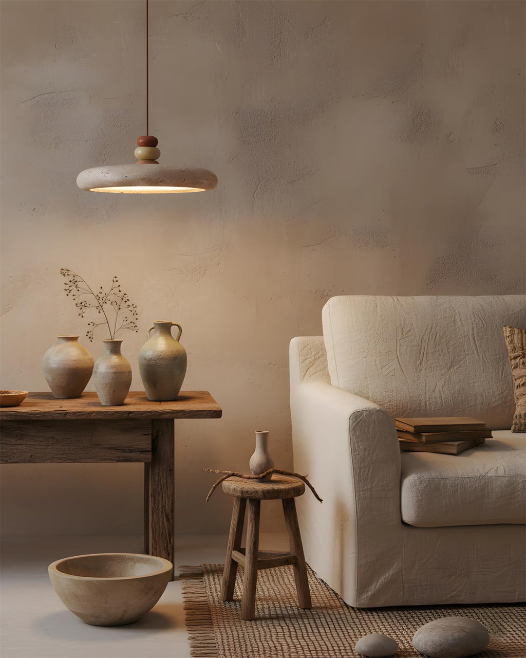 Riven Travertine Pendant Lamp — product view 11