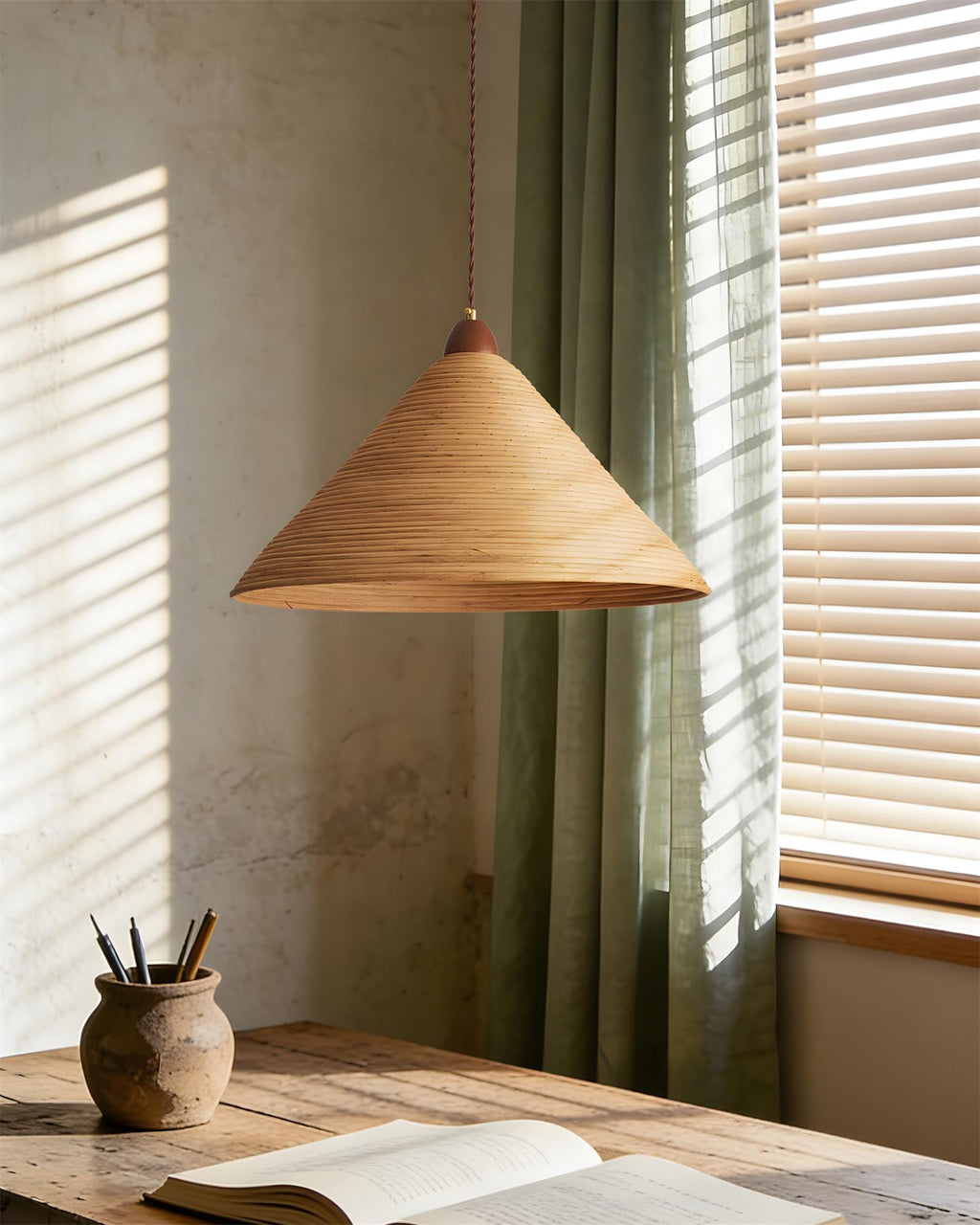 Hollow Cone Wood Pendant Lamp — product view 3