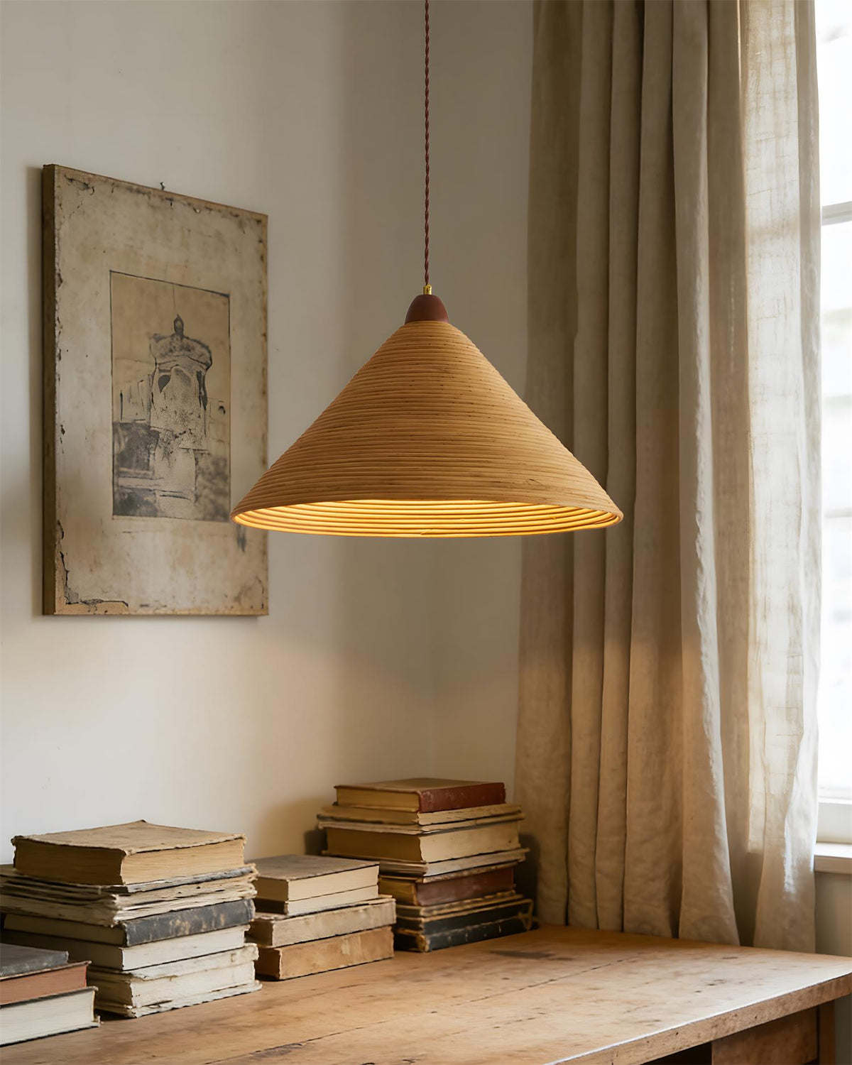 Hollow Cone Wood Pendant Lamp — product view 4