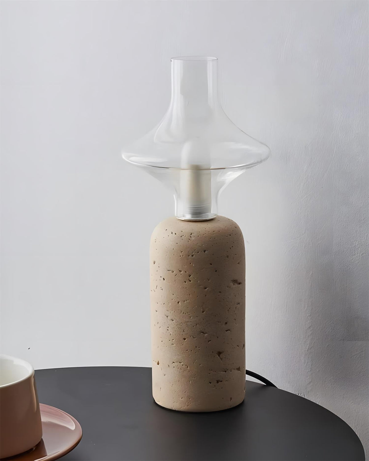 Stilla Orb Travertine Table Lamp — product view 4