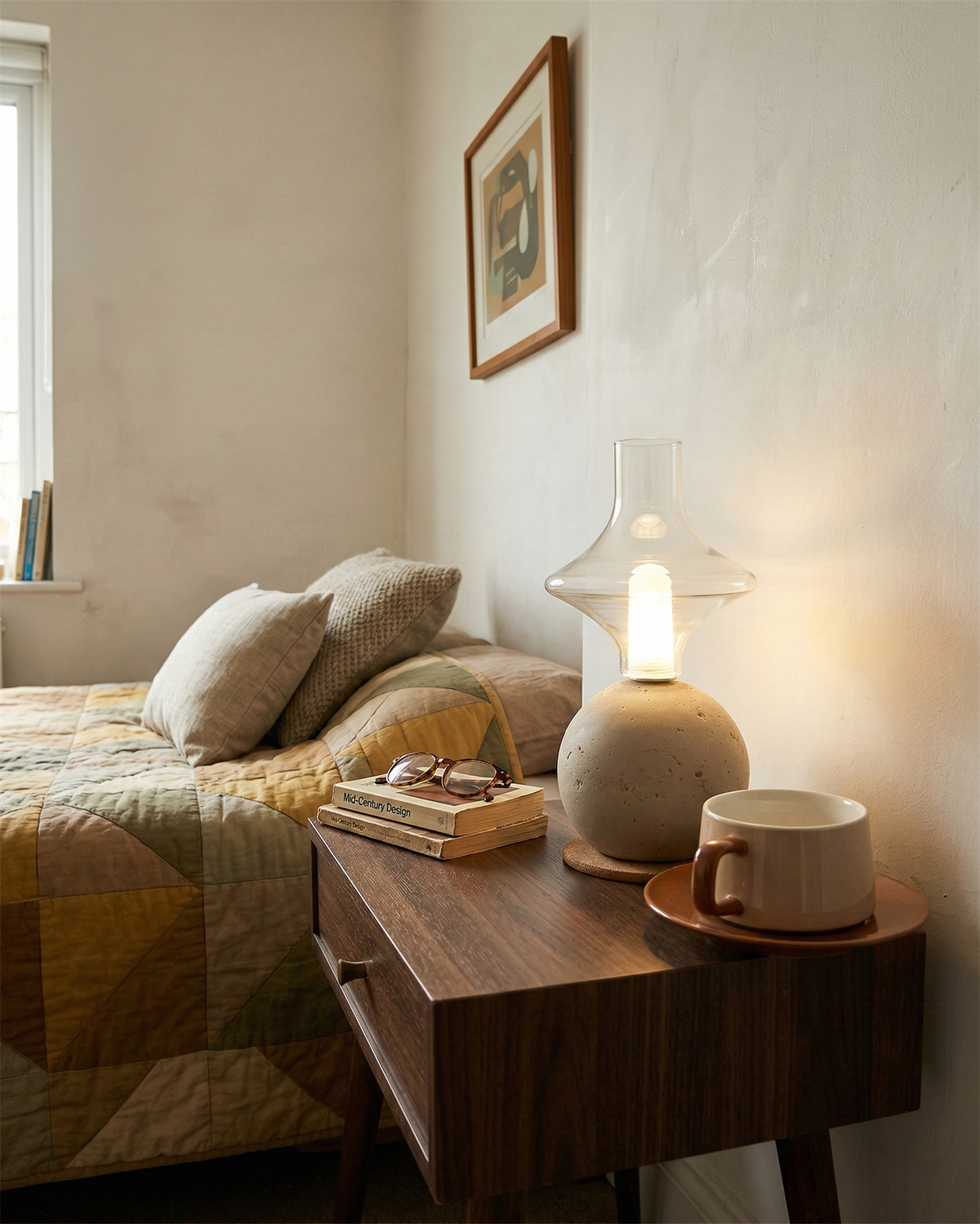 Stilla Orb Travertine Table Lamp — product view 6