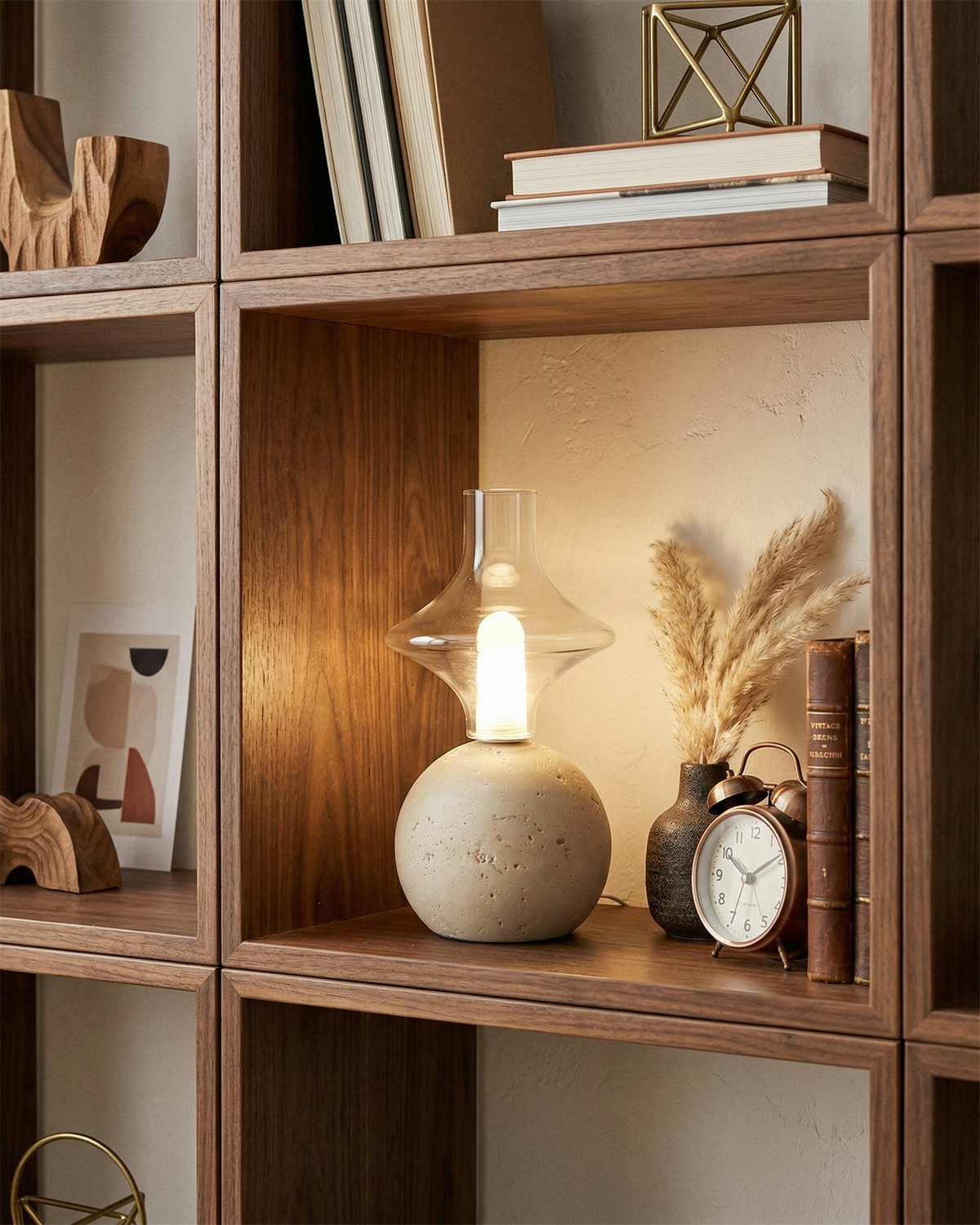 Stilla Orb Travertine Table Lamp — product view 7