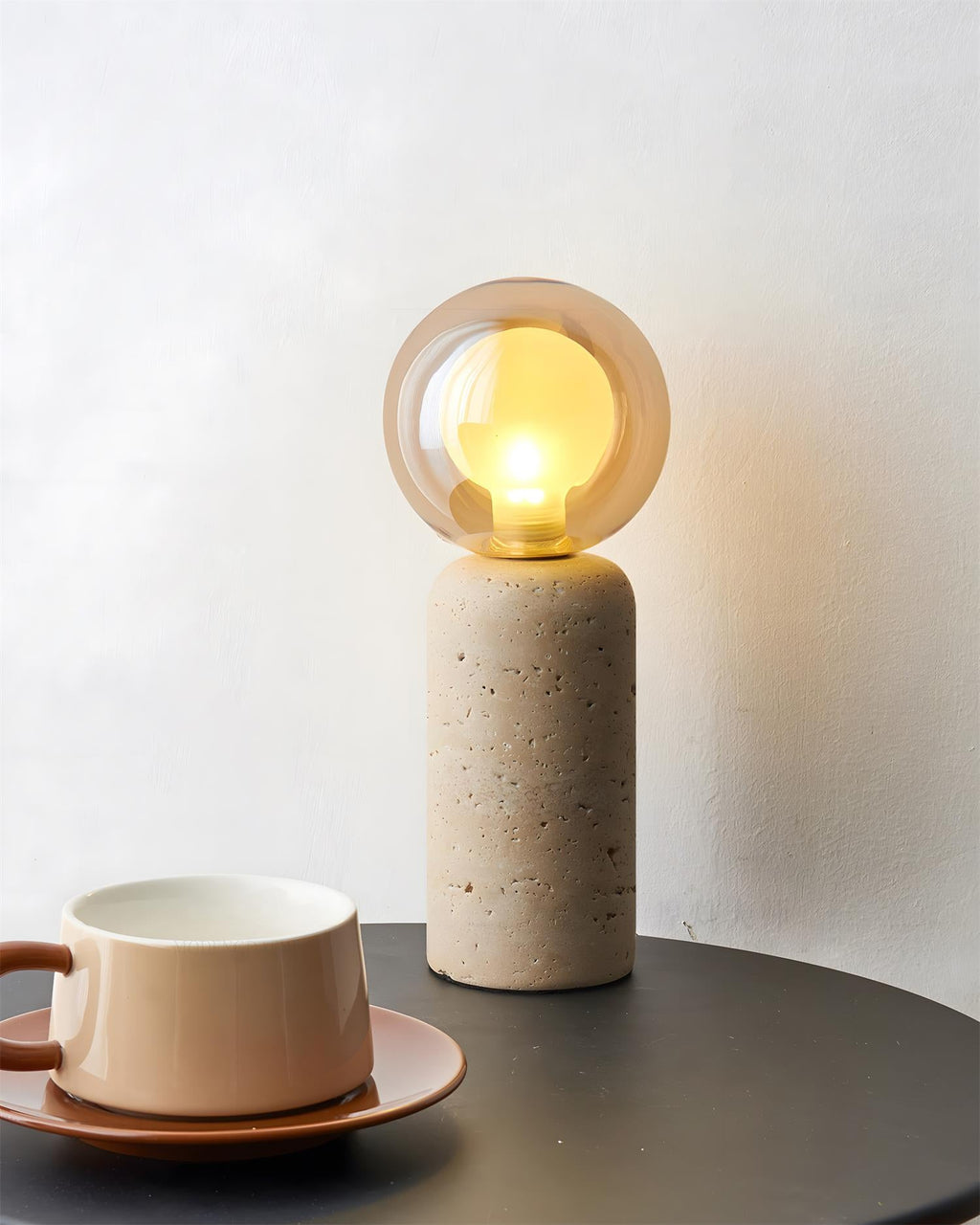 Stilla Orb Travertine Table Lamp — product view 10