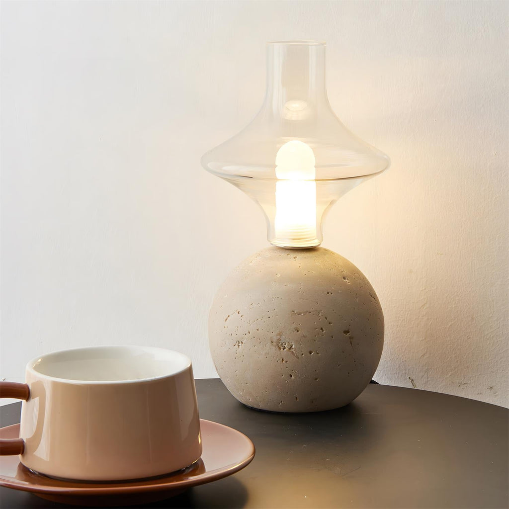 Stilla Orb Travertine Table Lamp — product view 13
