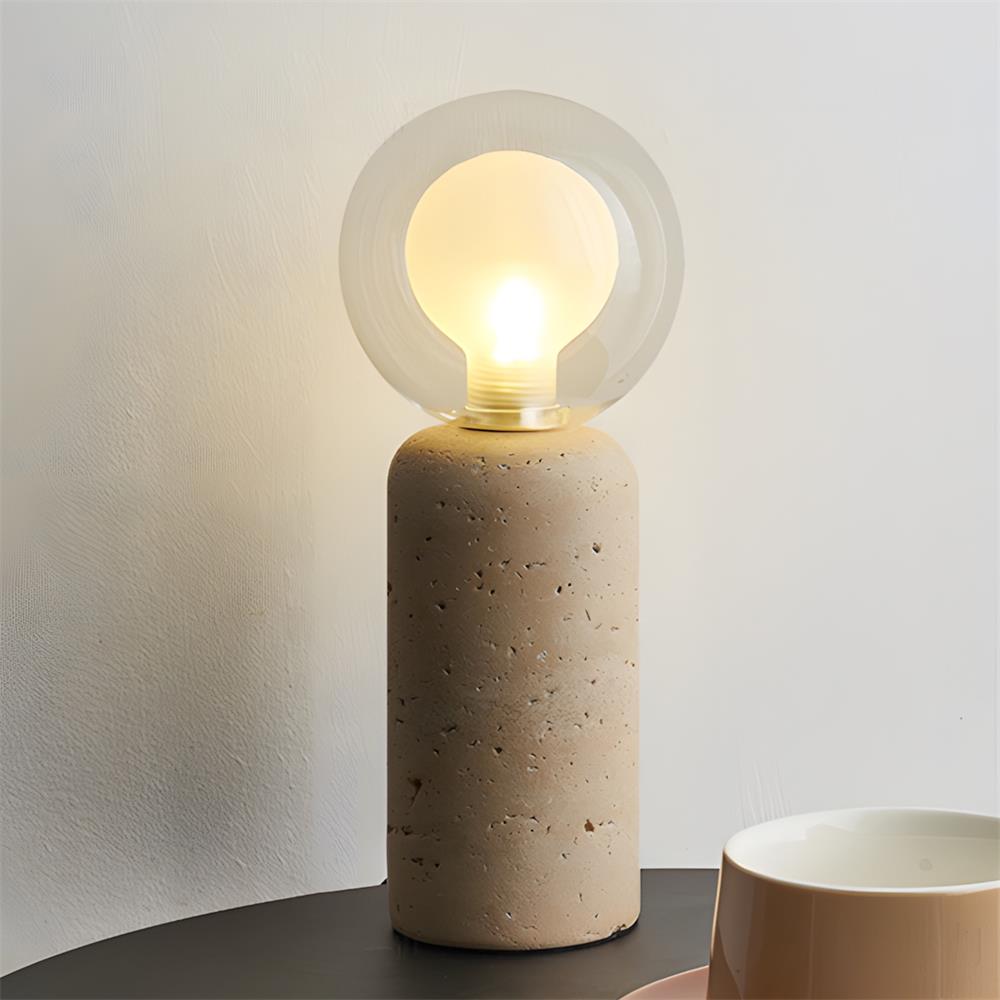 Stilla Orb Travertine Table Lamp — product view 14