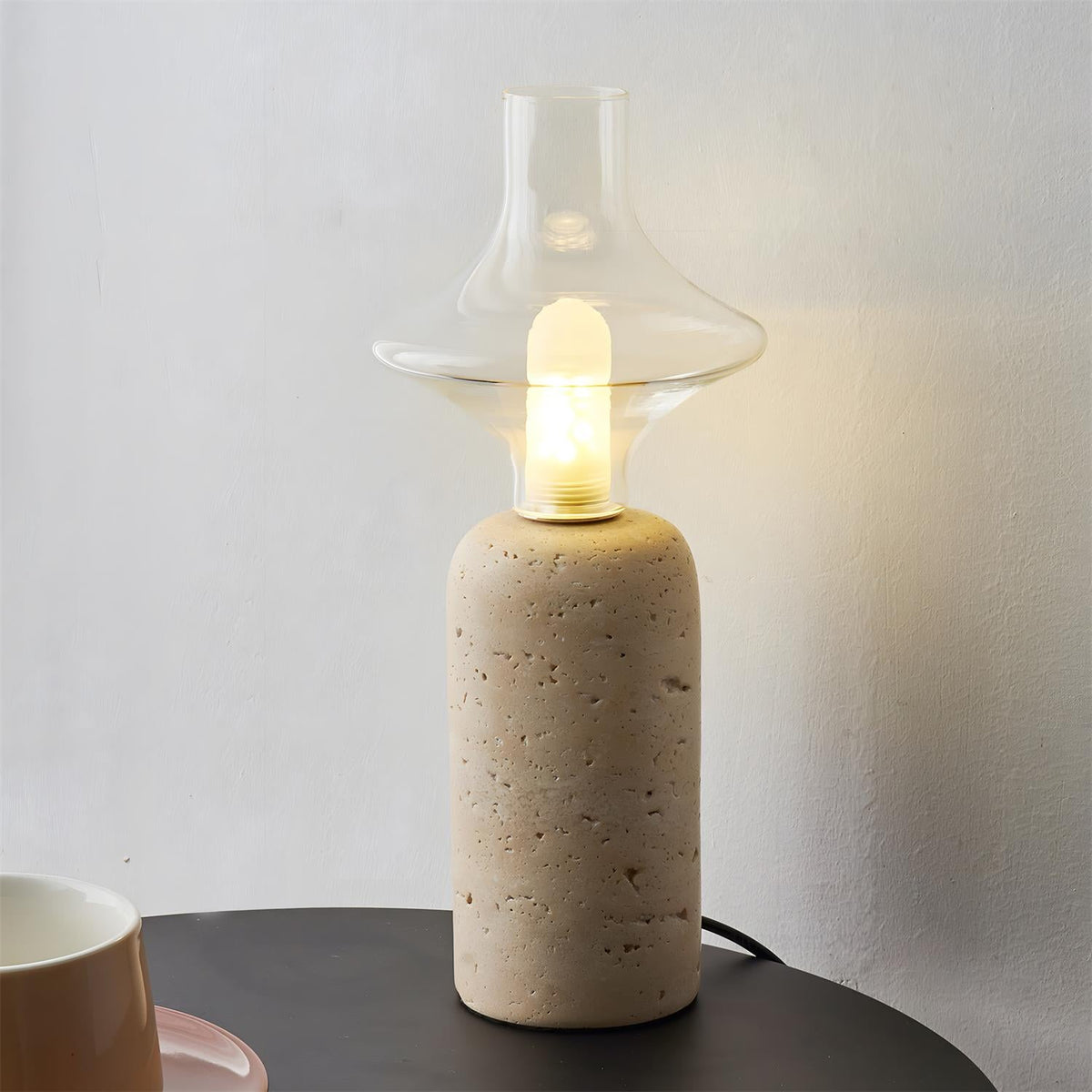 Stilla Orb Travertine Table Lamp — product view 16