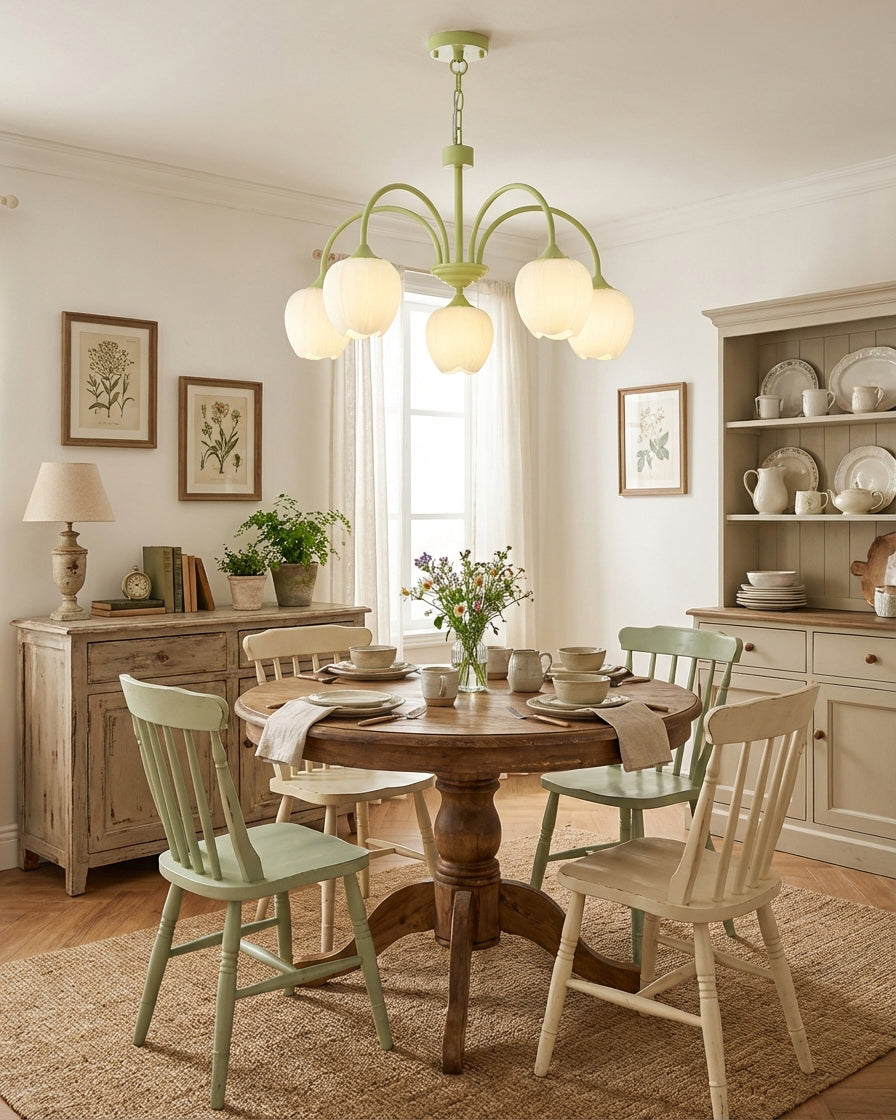 Tulip Matcha Glass Chandelier — product view 2