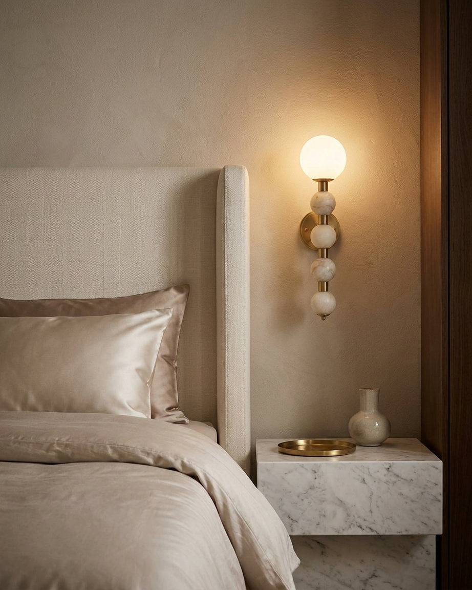 Selene Gourd Alabaster Wall Sconce — product view 2