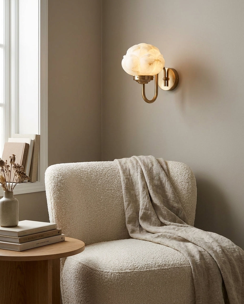 Lotus Flower Alabaster Wall Sconce — product view 7