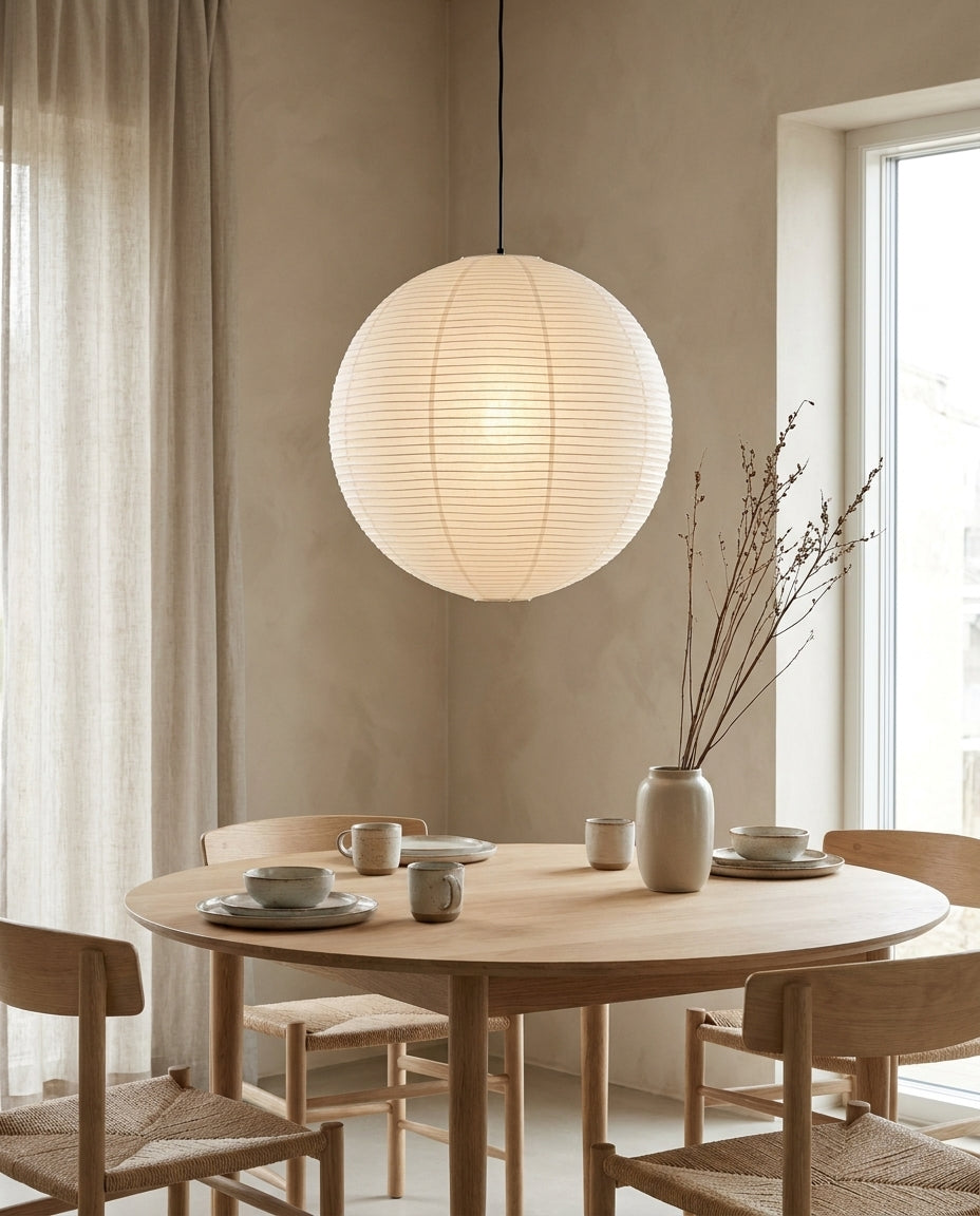 Round Washi Paper Pendant Light — product view 3