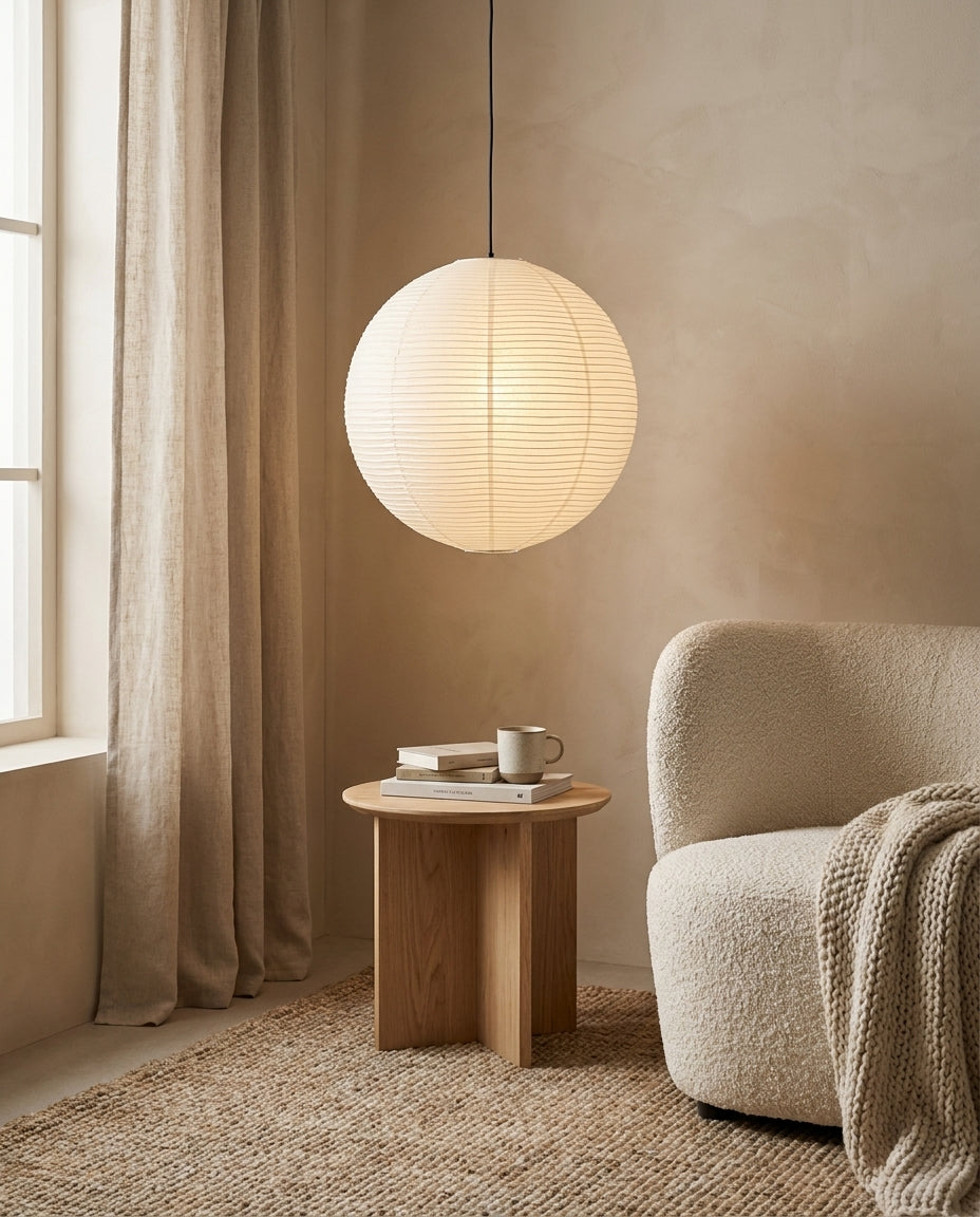 Round Washi Paper Pendant Light — product view 22