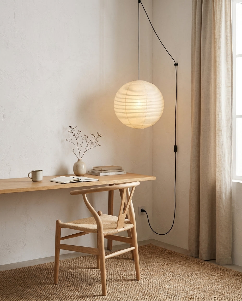 Japanese Paper Swag Pendant Light — product view 2