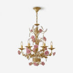 Rosencourt Ceramic Rose & Crystal Chandelier — product view 1