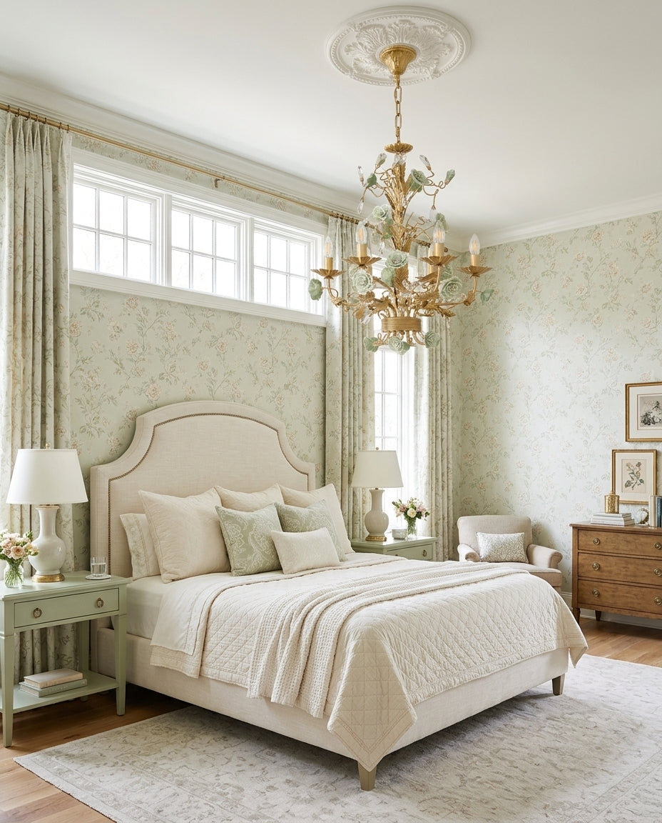 Rosencourt Ceramic Rose & Crystal Chandelier — product view 5
