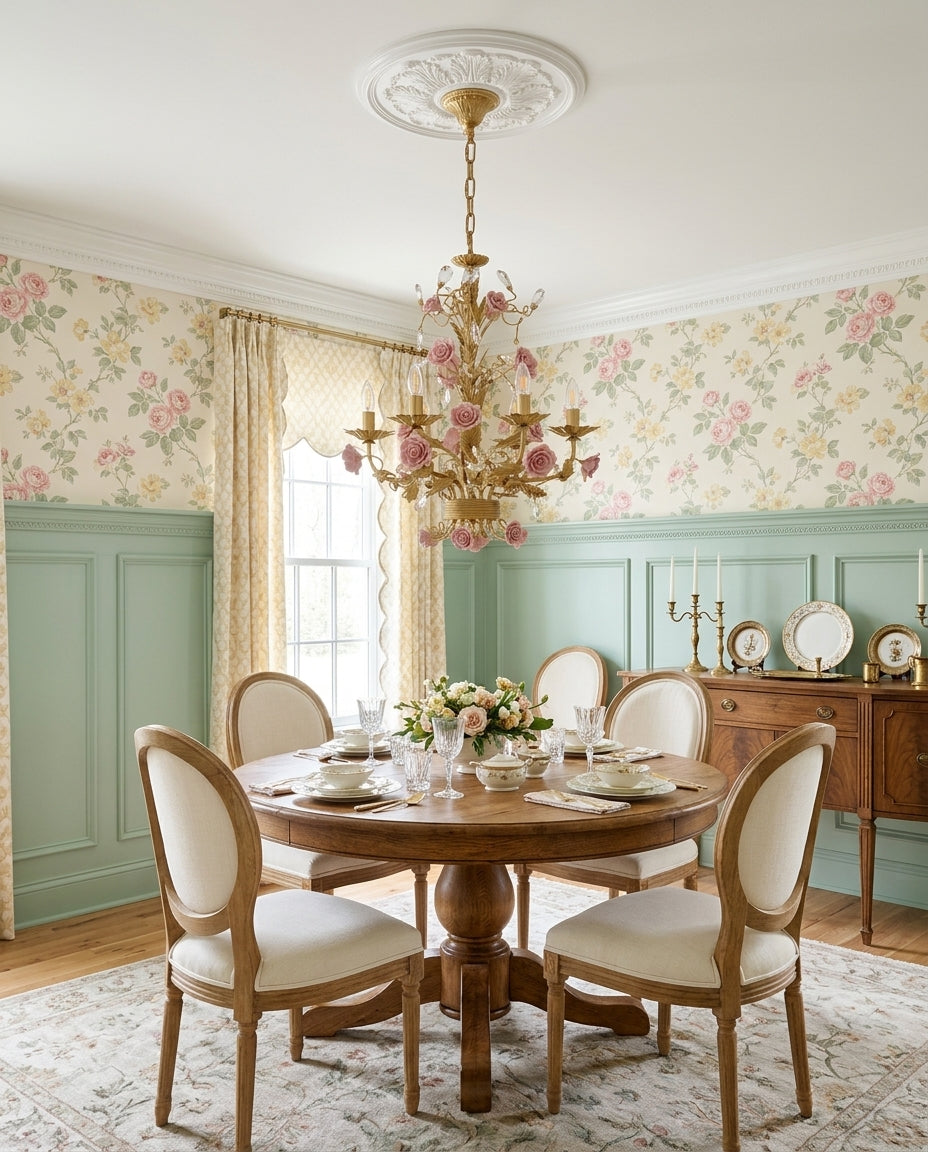 Rosencourt Ceramic Rose & Crystal Chandelier — product view 10