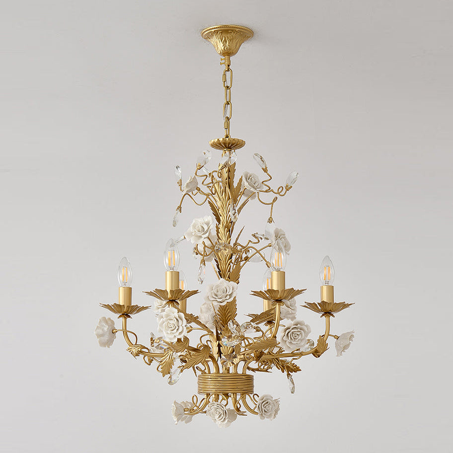 Rosencourt Ceramic Rose & Crystal Chandelier — product view 16
