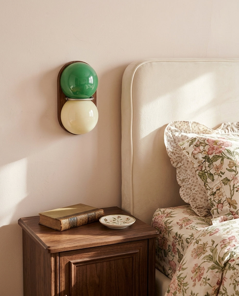 Duovera Two-Tone Glass & Wood LED Wall Sconce — product view 2