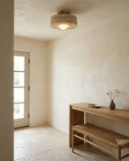Lithmere Travertine & Glass Flush Mount Ceiling Light — product view 2