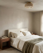Lithmere Travertine & Glass Flush Mount Ceiling Light — product view 3