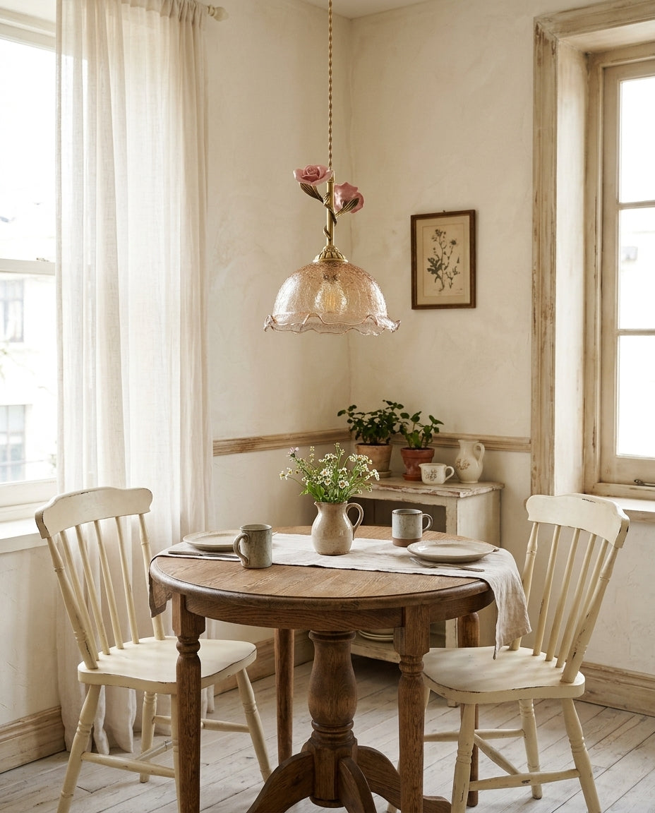 Roseloria Brass & Glass Rose Pendant Light — product view 3