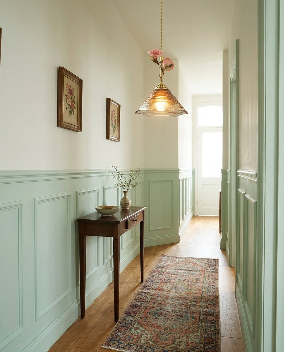 Roseloria Brass & Glass Rose Pendant Light — product view 6