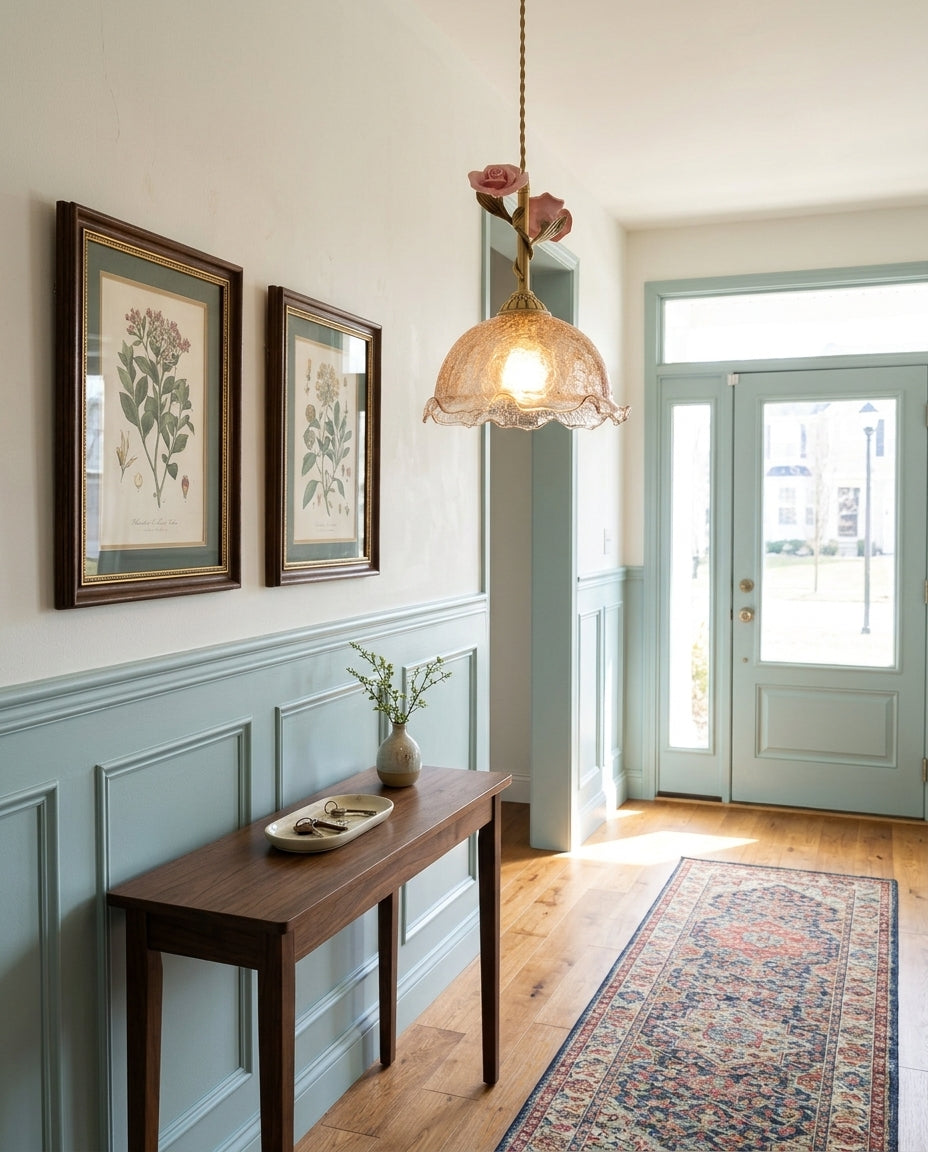 Roseloria Brass & Glass Rose Pendant Light — product view 7