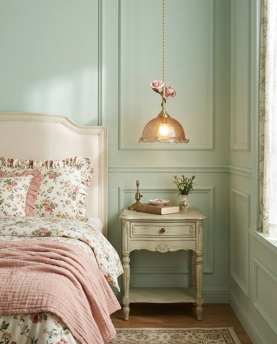 Roseloria Brass & Glass Rose Pendant Light — product view 12