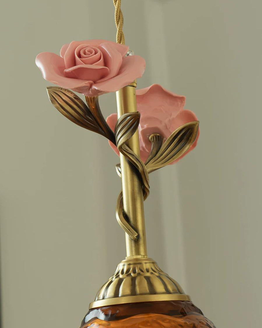Roseloria Brass & Glass Rose Pendant Light — product view 22