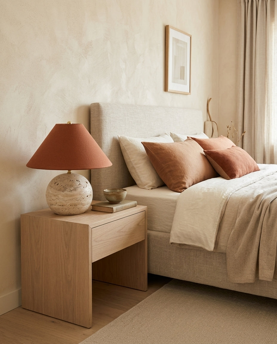 Sorellin Travertine & Fabric Table Lamp — product view 3