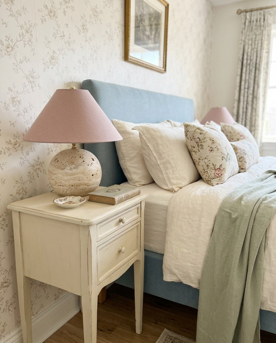 Sorellin Travertine & Fabric Table Lamp — product view 5