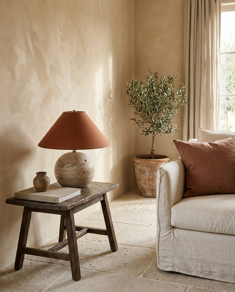 Sorellin Travertine & Fabric Table Lamp — product view 11