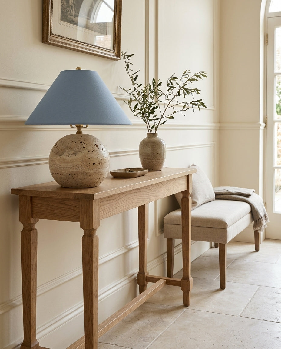 Sorellin Travertine & Fabric Table Lamp — product view 12