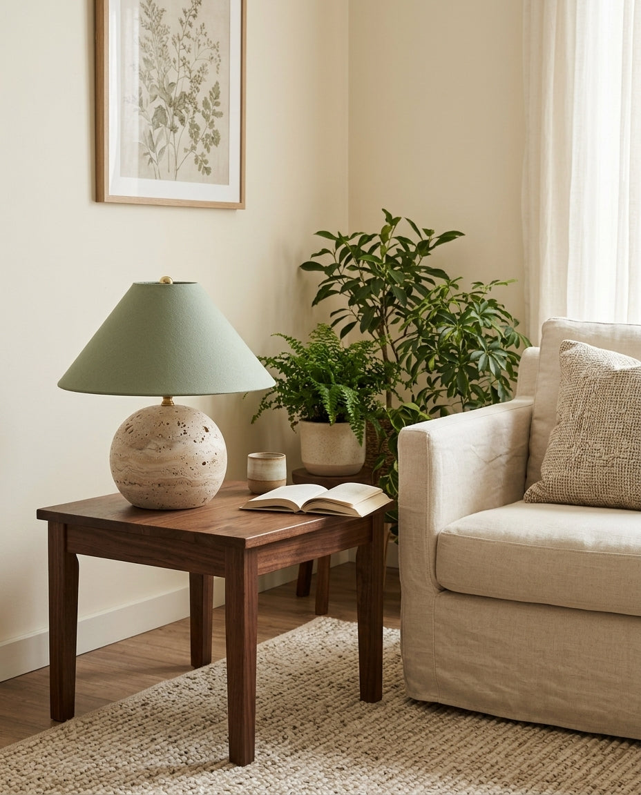 Sorellin Travertine & Fabric Table Lamp — product view 13