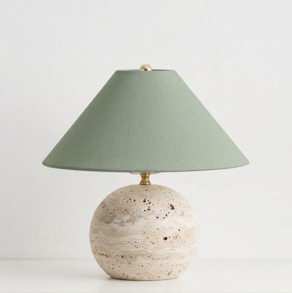 Sorellin Travertine & Fabric Table Lamp — product view 19