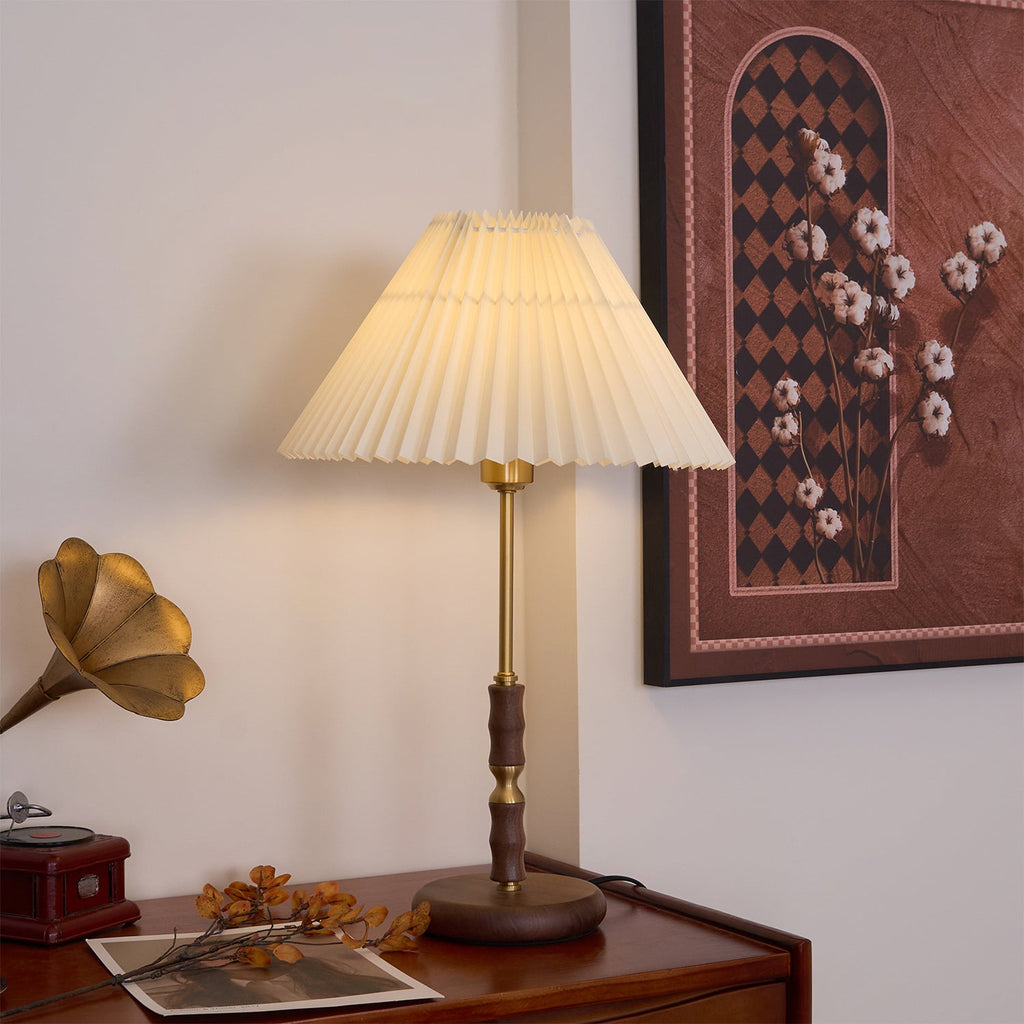 Accordion Pleat Walnut Table Lamp — product view 2