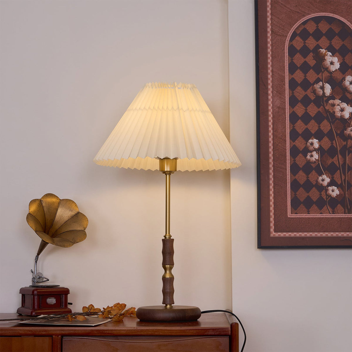 Accordion Pleat Walnut Table Lamp — product view 8