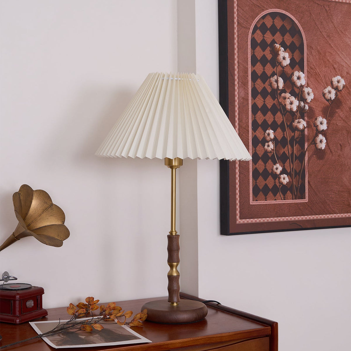 Accordion Pleat Walnut Table Lamp — product view 9